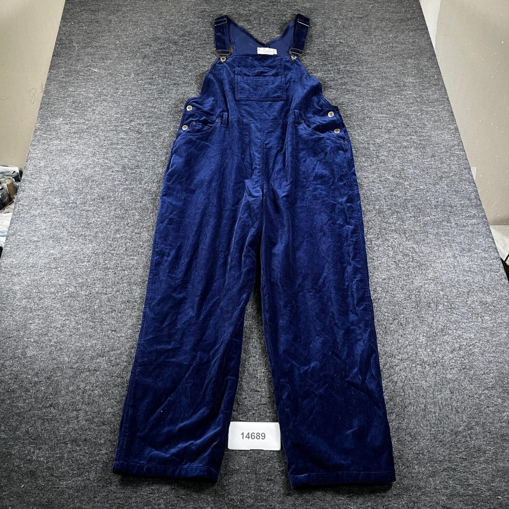 Real Comfort Overalls Womens 12P Blue Excellent Vintage Velvet Cotton Dungarees